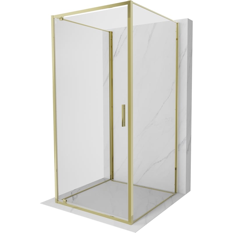 Mexen Exo-3S cabine de douche 3 parois pivotante 85 x 85 cm, transparent, dorée - 8181-085-085-50-00-3S