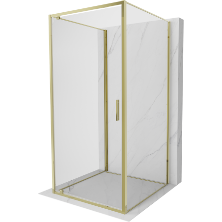 Mexen Exo-BR 3S cabine de douche à 3 parois battante 85 x 85 cm, transparent, or - 8181-085-085-50-00-3S
