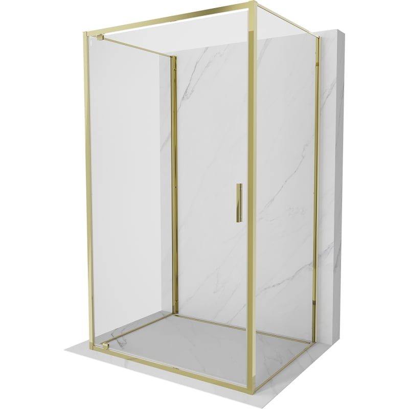 Mexen Exo-3S cabine de douche à 3 parois pivotante 75 x 90 cm, transparente, or - 8181-075-090-50-00-3S