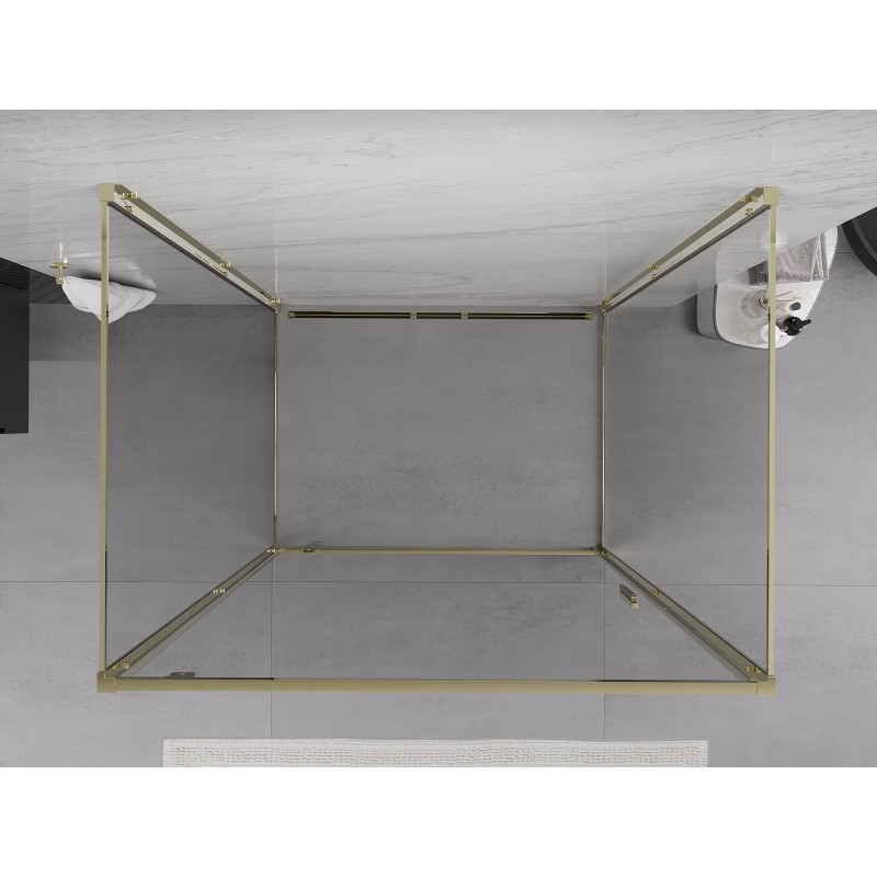 Mexen Exo-3S cabine de douche à 3 parois pivotante 100 x 90 cm, transparente, dorée - 8181-100-090-50-00-3S
