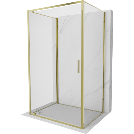 Mexen Exo-3S cabine de douche 3-parois pivotante 75 x 95 cm, transparent, dorée - 8181-075-095-50-00-3S