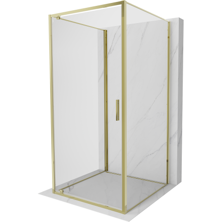 Mexen Exo-3S cabine de douche à 3 parois battante 95 x 95 cm, transparent, doré - 8181-095-095-50-00-3S