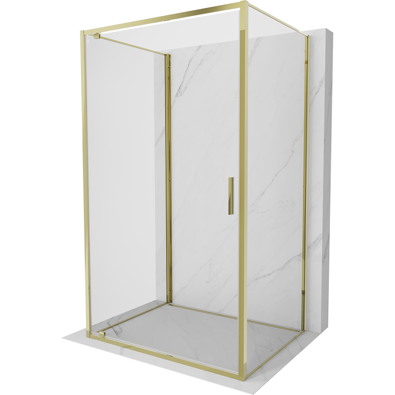 Mexen Exo-3S cabine de douche à 3 parois battante 95 x 110 cm, transparent, or - 8181-095-110-50-00-3S