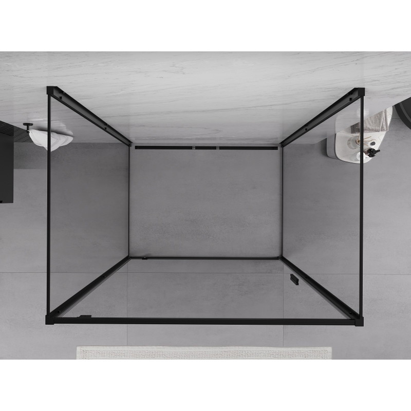 Mexen Exo-BR 3S cabine de douche 3 parois battante 80 x 75 cm, transparente, noire - 8181-080-075-70-00-3S