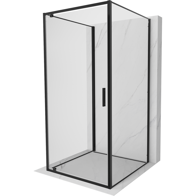 Mexen Exo-3S cabine de douche à 3 parois battante 80 x 80 cm, transparent, noire - 8181-080-080-70-00-3S