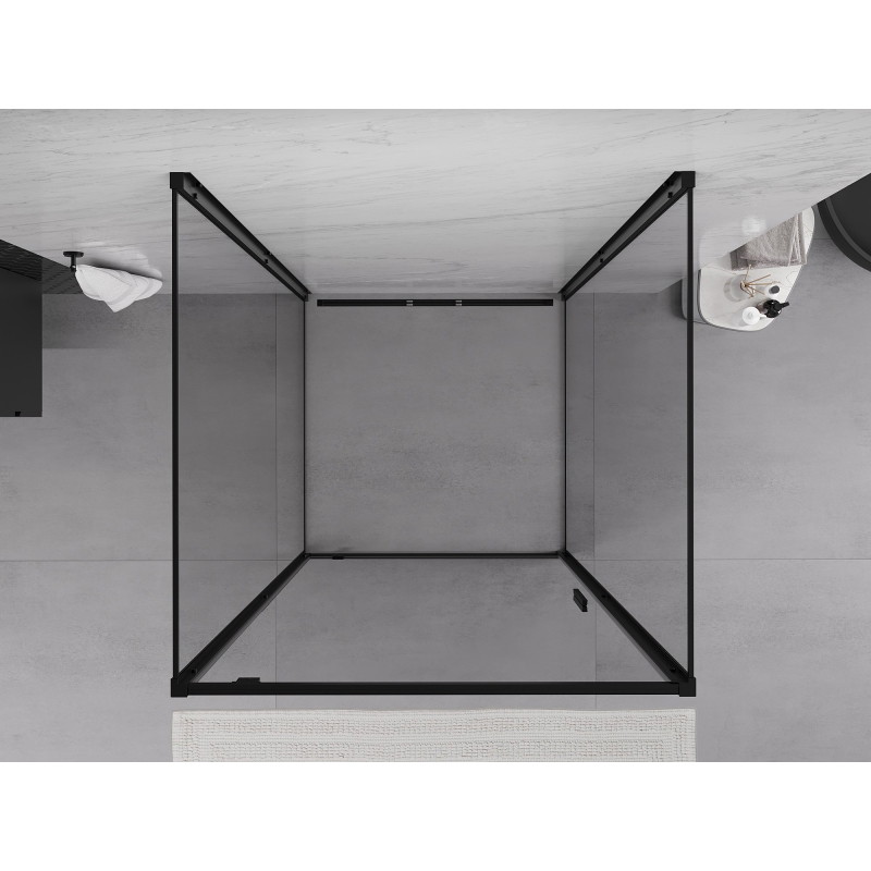 Mexen Exo-BR 3S cabine de douche à 3 parois pivotante 80 x 80 cm, transparent, noir - 8181-080-080-70-00-3S