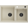 Mexen Tomas évier en granit à 2 bacs 800 x 500 mm, beige, siphon noir - 6516802000-69-B