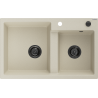 Mexen Tomas évier granit 2 bacs 800 x 500 mm, beige, siphon noir - 6516802000-69-B