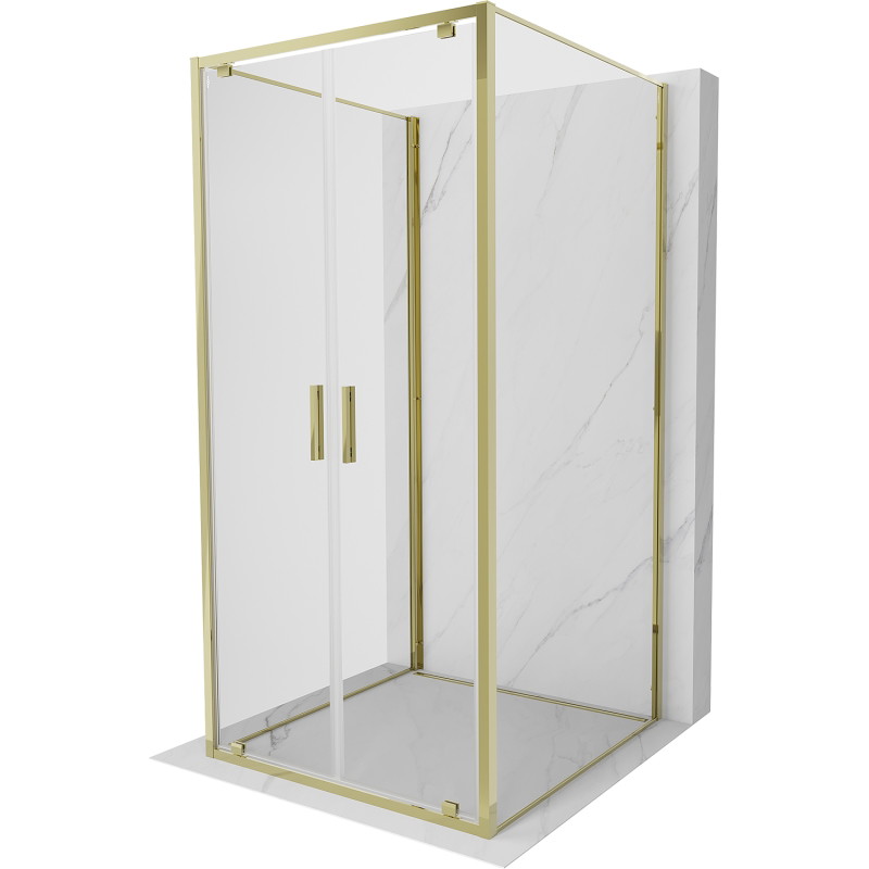 Mexen Exo-BR Duo 3S cabine de douche 3 murs pivotante 70 x 70 cm, transparent, or - 8182-070-070-50-00-3S