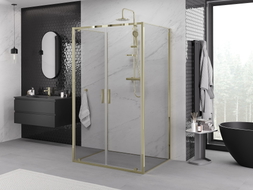 Mexen Exo-BR Duo 3S cabine de douche 3 parois pivotante 70 x 80 cm, transparent, dorée - 8182-070-080-50-00-3S