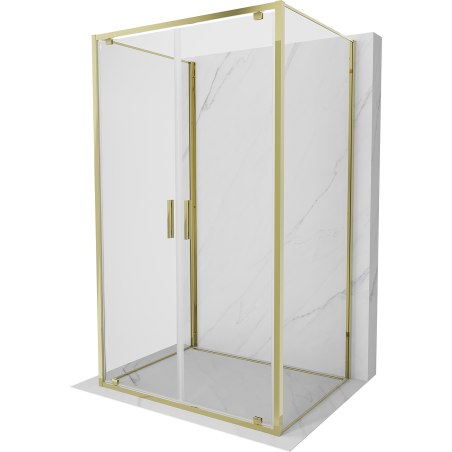 Mexen Exo-3S cabine de douche 3 parois pivotante 80 x 85 cm, transparent, or - 8182-080-085-50-00-3S