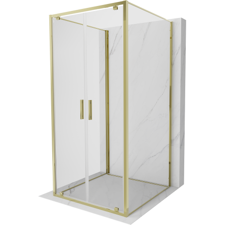 Mexen Exo-BR Duo 3S Cabine de douche 3 parois battante 90 x 90 cm, transparent, doré - 8182-090-090-50-00-3S