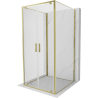 Mexen Exo-3S cabine de douche 3 parois battante 90 x 90 cm, transparent, dorée - 8182-090-090-50-00-3S