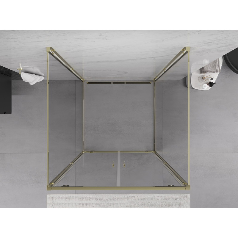 Mexen Exo-BR Duo 3S Cabine de douche 3 parois battante 90 x 90 cm, transparent, doré - 8182-090-090-50-00-3S