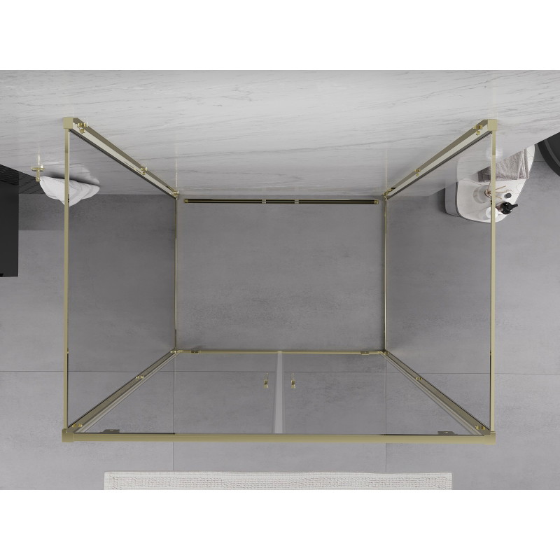 Mexen Exo-BR Duo 3S cabine de douche pliable à 3 parois 90 x 100 cm, transparent, dorée - 8182-090-100-50-00-3S