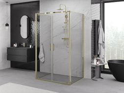Mexen Exo-BR Duo 3S cabine de douche à 3 parois pivotante 70 x 110 cm, transparent, or - 8182-070-110-50-00-3S