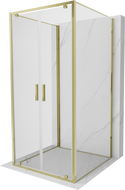 Mexen Exo-BR Duo 3S cabine de douche 3 parois pivotante 110 x 110 cm, transparent, dorée - 8182-110-110-50-00-3S