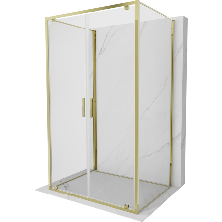 Mexen Exo-BR Duo 3S cabine de douche 3 parois battante 100 x 120 cm, transparente, dorée - 8182-100-120-50-00-3S