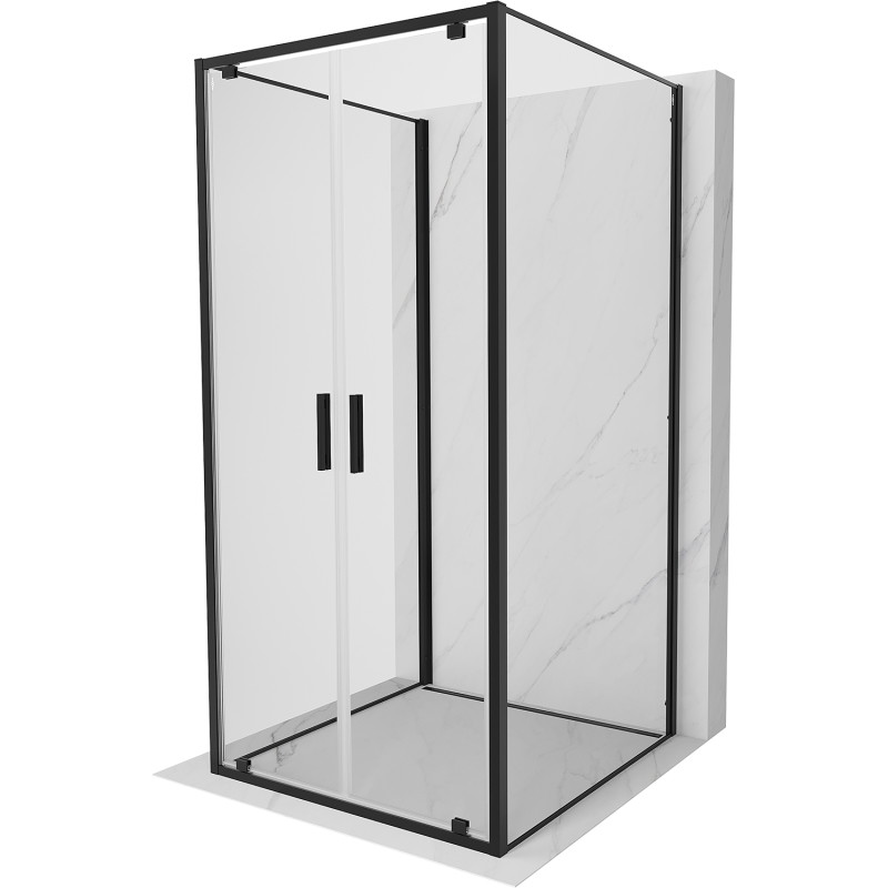 Mexen Exo-BR Duo 3S cabine de douche 3 parois battante 70 x 70 cm, transparente, noire - 8182-070-070-70-00-3S