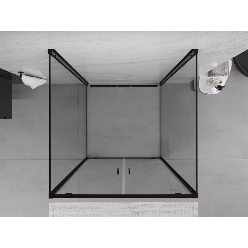 Mexen Exo-BR Duo 3S cabine de douche 3 parois battante 70 x 70 cm, transparente, noire - 8182-070-070-70-00-3S