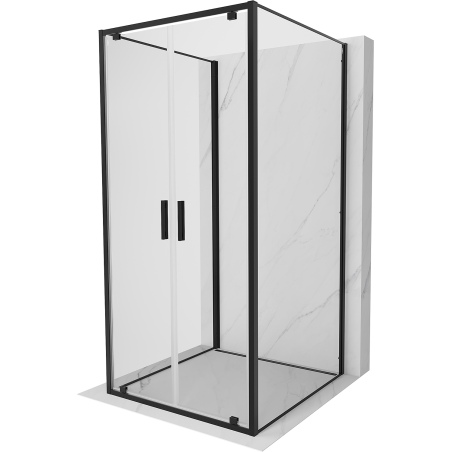 Mexen Exo-BR Duo 3S cabine de douche à 3 parois pivotante 80 x 80 cm, transparente, noire - 8182-080-080-70-00-3S