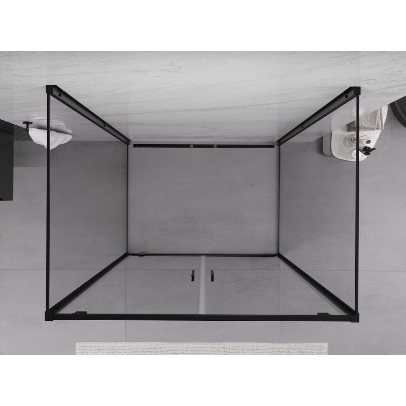 Mexen Exo-BR Duo 3S cabine de douche à 3 murs battants 90 x 75 cm, transparent, noir - 8182-090-075-70-00-3S