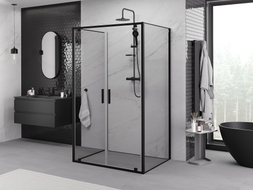 Mexen Exo-BR Duo 3S cabine de douche à 3 parois pivotante 110 x 80 cm, transparente, noire - 8182-110-080-70-00-3S