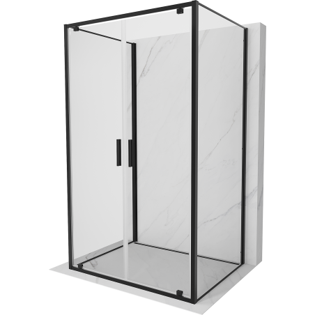 Mexen Exo-3S cabine de douche 3 parois battante 100 x 90 cm, transparent, noir - 8182-100-090-70-00-3S