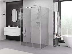 Mexen Exo-3S 3S cabine de douche 3 parois coulissante 80 x 70 cm, transparent, chromé - 8153-080-070-01-00-3S