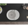Mexen Kevin évier en granit 1 bac avec égouttoir 586 x 458 mm, blanc, siphon chromé - 6517581005-20