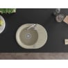 Mexen Kevin évier en granit 1 bac avec égouttoir 586 x 458 mm, beige, siphon chromé - 6517581005-69