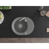 Mexen Kevin évier en granit à 1 bac avec égouttoir 586 x 458 mm, gris, siphon chromé - 6517581005-71