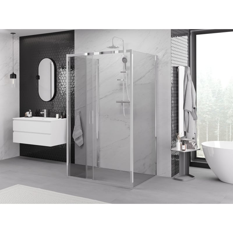 Mexen Exo-3S cabine de douche coulissante à 3 parois 100 x 90 cm, transparent, chrome - 8153-100-090-01-00-3S