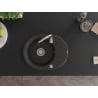 Mexen Kevin évier en granit 1 bac avec égouttoir 586 x 458 mm, noir/or métallique, siphon chromé - 6517581005-75