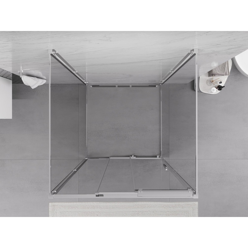 Mexen Exo-3S 3S cabine de douche 3 parois coulissante 100 x 100 cm, transparent, chromé - 8153-100-100-01-00-3S