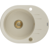 Mexen Kevin évier en granit à 1 bac avec égouttoir 586 x 458 mm, beige, siphon doré - 6517581005-69-G
