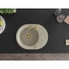 Mexen Kevin évier en granit 1 cuve avec égouttoir 586 x 458 mm, beige, siphon doré - 6517581005-69-G