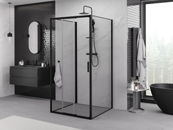 Mexen Exo-3S 3S cabine de douche à 3 parois coulissantes 90 x 90 cm, transparent, noir - 8153-090-090-70-00-3S