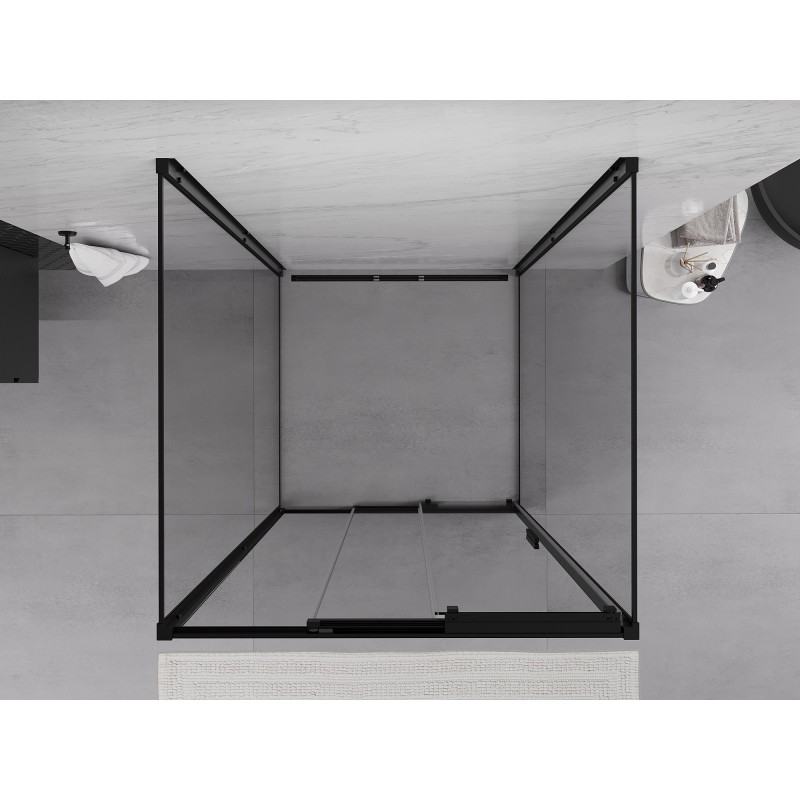 Mexen Exo-3S 3S cabine de douche à 3 parois coulissantes 90 x 90 cm, transparent, noir - 8153-090-090-70-00-3S