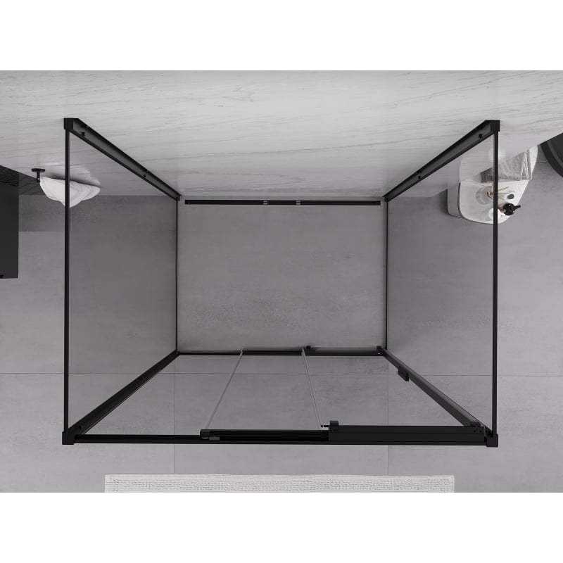 Mexen Exo-3S cabine de douche 3 parois coulissantes 100 x 95 cm, transparent, noir - 8153-100-095-70-00-3S