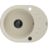 Mexen Kevin évier en granit 1 bac avec égouttoir 586 x 458 mm, beige, siphon noir - 6517581005-69-B