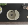Mexen Kevin évier en granit 1 bac avec égouttoir 586 x 458 mm, beige, siphon noir - 6517581005-69-B