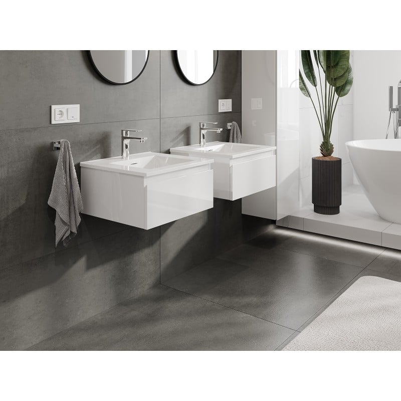 Mexen Orio armoire de salle de bain 50 cm avec lavabo Otis, 1 tiroir, blanc brillant - 91A10-05023-1-BF00-W18M00