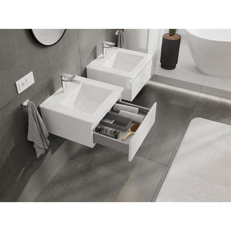 Mexen Orio armoire de salle de bain 50 cm avec lavabo Otis, 1 tiroir, blanc brillant - 91A10-05023-1-BF00-W18M00