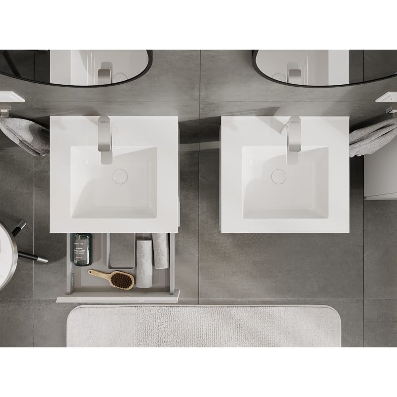 Mexen Orio armoire de salle de bain 50 cm avec lavabo Otis, 1 tiroir, blanc brillant - 91A10-05023-1-BF00-W18M00