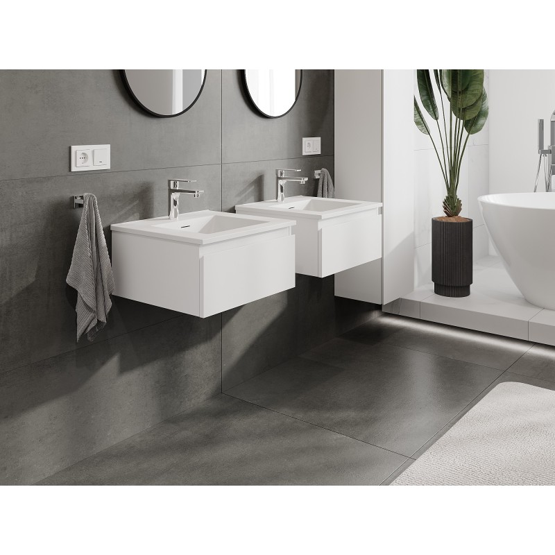 Mexen Orio armoire de salle de bains 50 cm avec lavabo Otis, 1 tiroir, blanc mat - 91A10-05023-1-BF01-W18M01