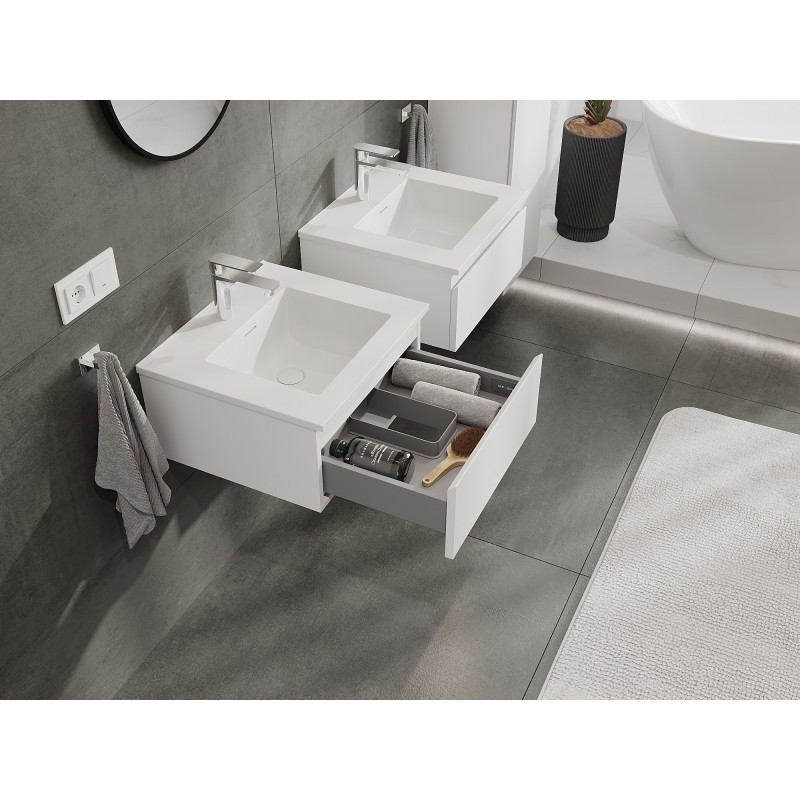 Mexen Orio armoire de salle de bains 50 cm avec lavabo Otis, 1 tiroir, blanc mat - 91A10-05023-1-BF01-W18M01
