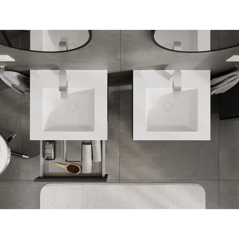 Mexen Orio armoire de salle de bain 50 cm avec lavabo Otis, 1 tiroir, graphite mat/blanc mat - 91A10-05023-1-BF66-W18M01