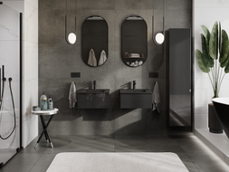 Mexen Orio armoire de salle de bain 50 cm avec lavabo Otis, 1 tiroir, noir brillant/noir mat - 91A10-05023-1-BF70-W18M71