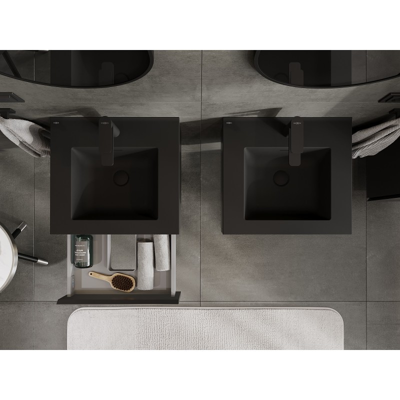 Mexen Orio armoire de salle de bain 50 cm avec lavabo Otis, 1 tiroir, noir mat - 91A10-05023-1-BF71-W18M71